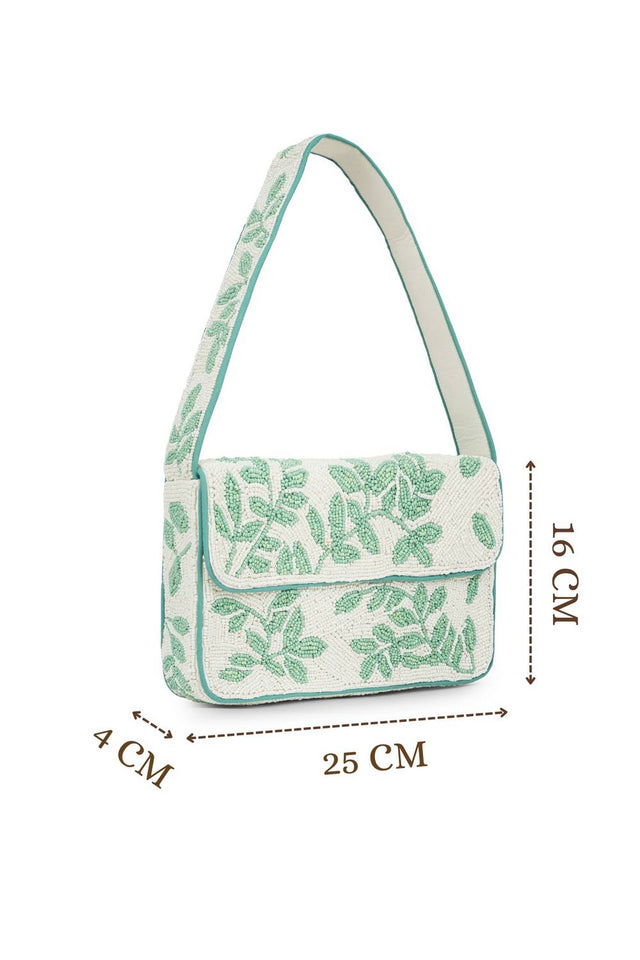 Multi Color Beads Embossed Canvas Clutch