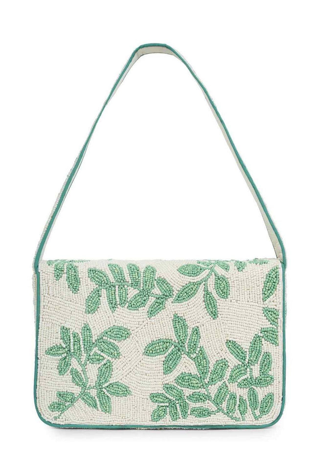 Multi Color Beads Embossed Canvas Clutch