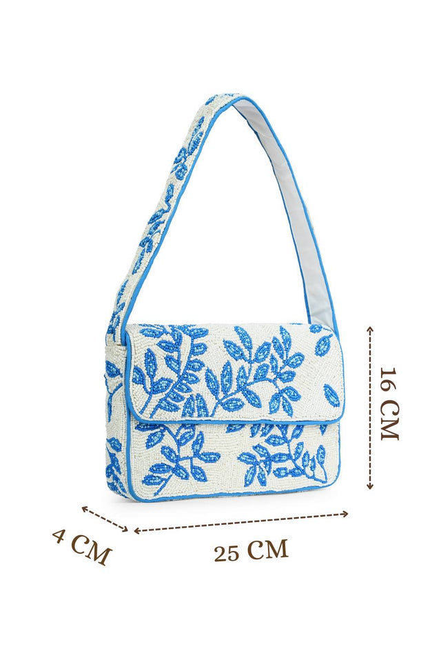 Multi Color Beads Embossed Canvas Clutch