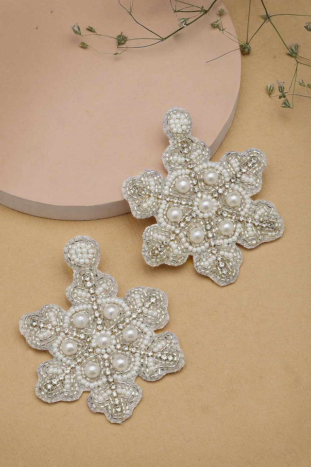 Silver Beadwork Fiber Chandbalis