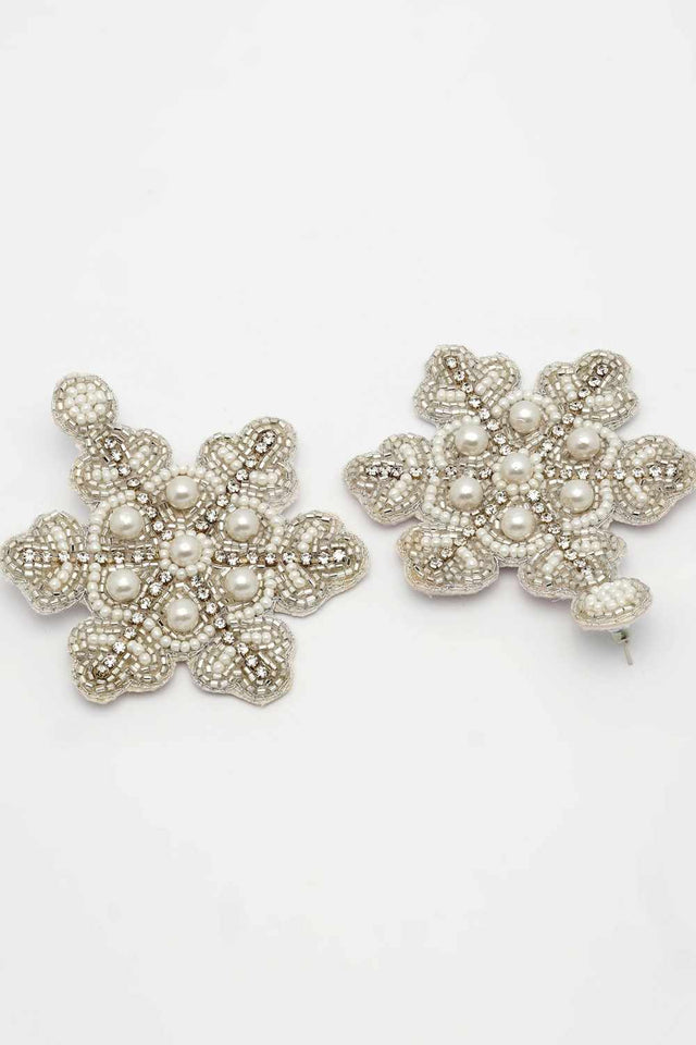 Silver Beadwork Fiber Chandbalis