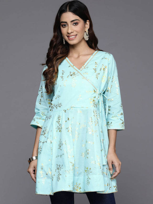 Women's Blue Printed Tunic - XXL