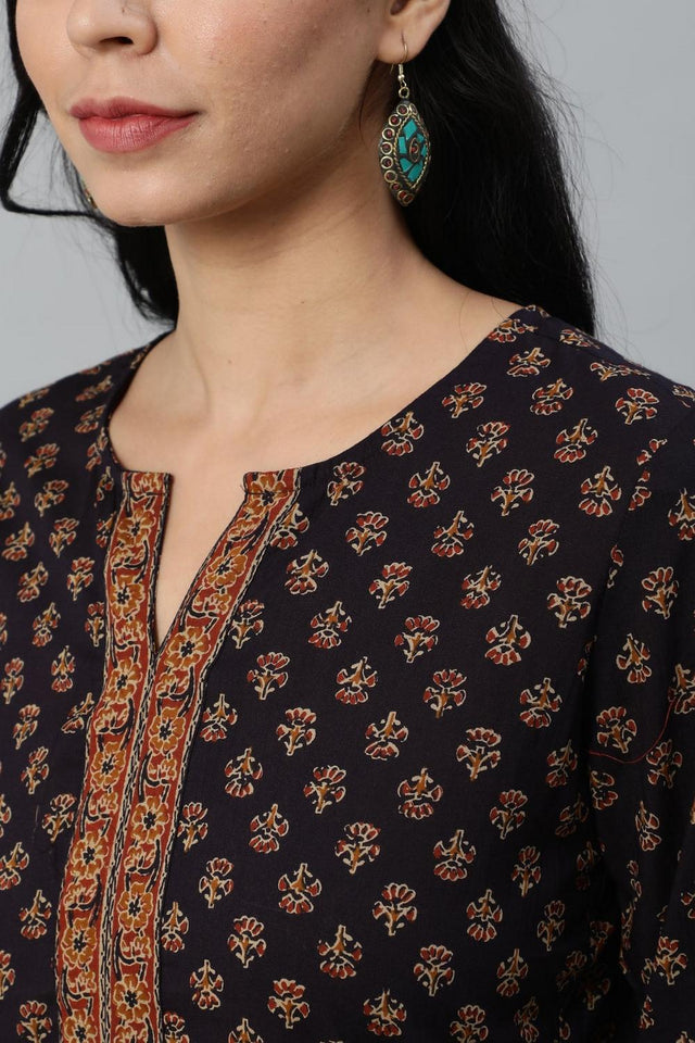 Violet Printed Cotton Tunic (AM-BER3290)