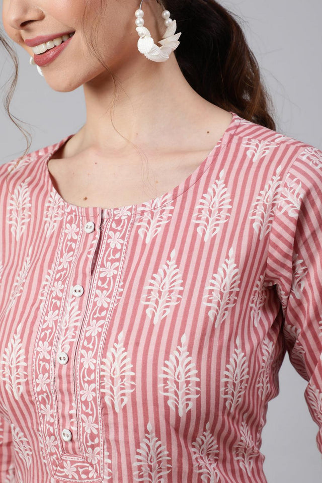 Pink Printed Cotton Kurti (AM-BER3630)