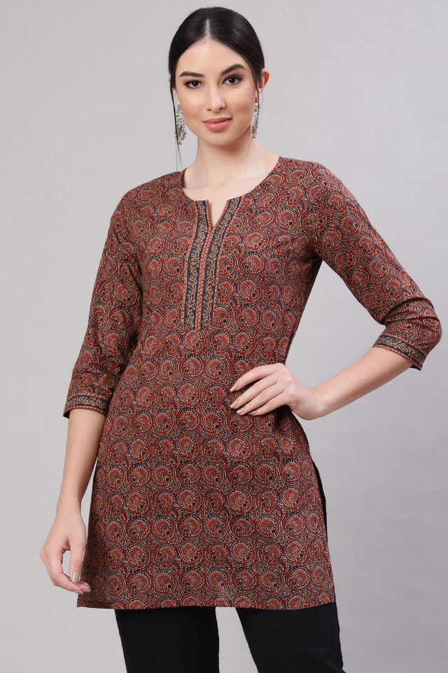 Multi Color Printed Cotton Tunic (AM-BER3734)