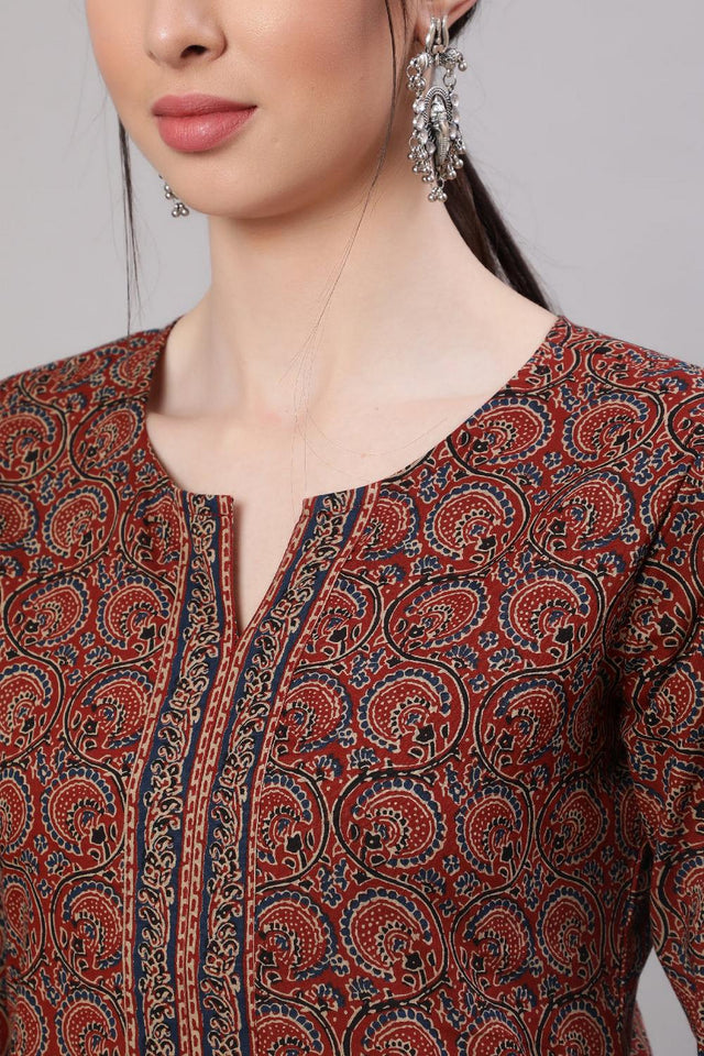 Multi Color Printed Cotton Tunic (AM-BER3734)