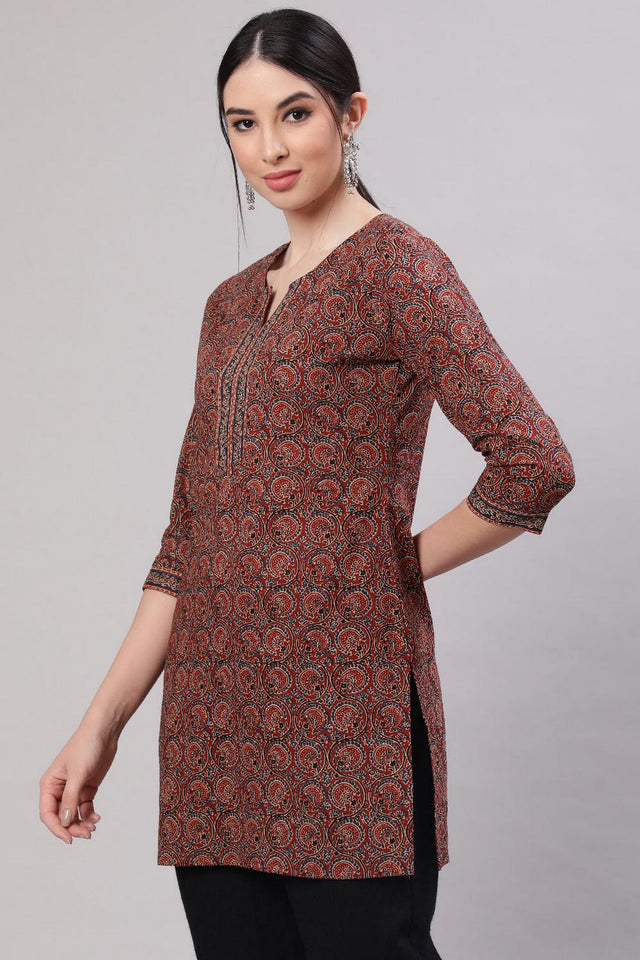 Multi Color Printed Cotton Tunic (AM-BER3734)