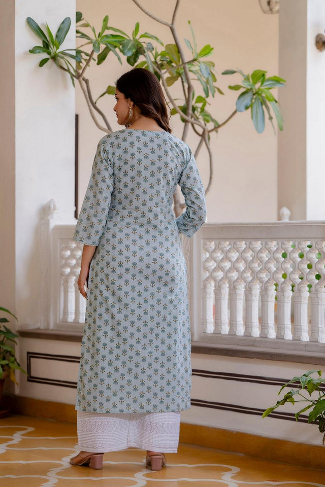 Green Printed Cotton Kurti (AM-BER3775)