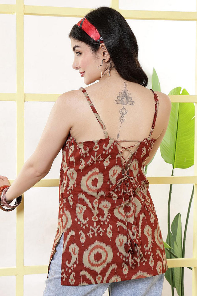 Rust Printed Cotton Tunic (AM-BER3858)
