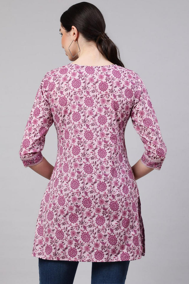 Pink Printed Cotton Tunic (AM-HKS0659)