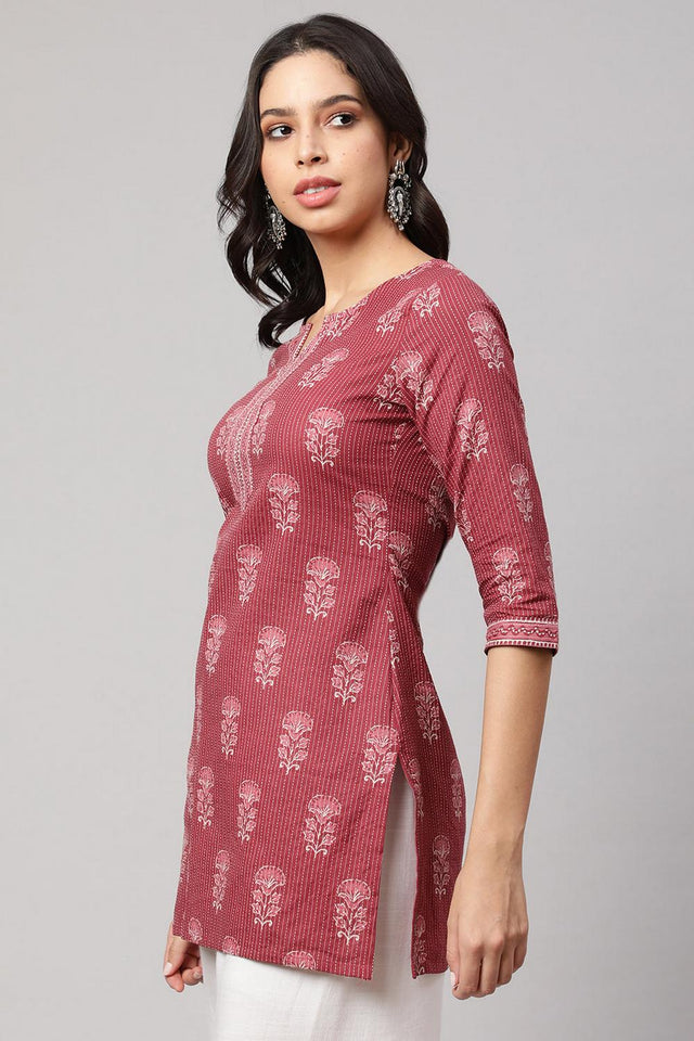 Mauve Printed Cotton Tunic (AM-HKS0669)