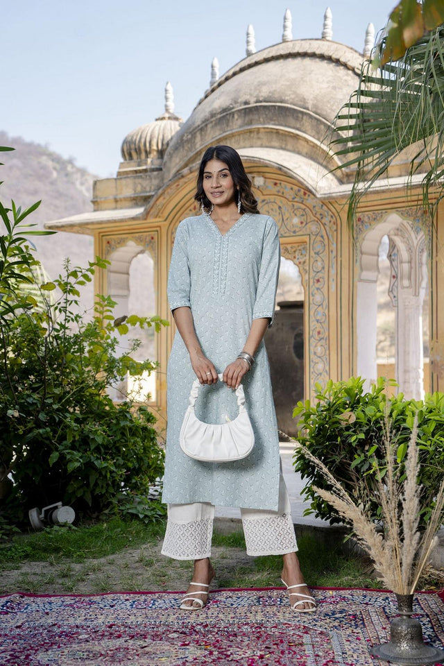 Green Printed Cotton Kurti (AM-HKS0728)