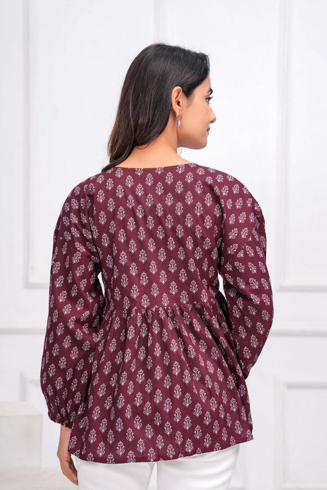 Violet Printed Cotton Tunic (AM-HKS0948)