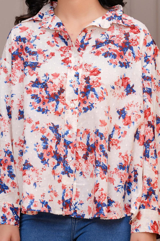 Off White Printed Cotton Shirt (AM-HKS1018)