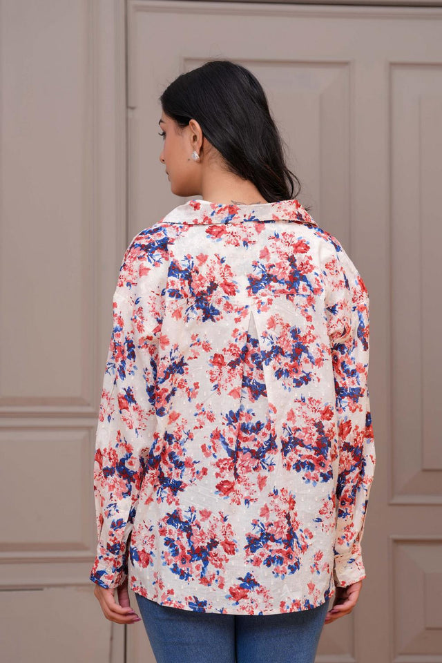 Off White Printed Cotton Shirt (AM-HKS1018)