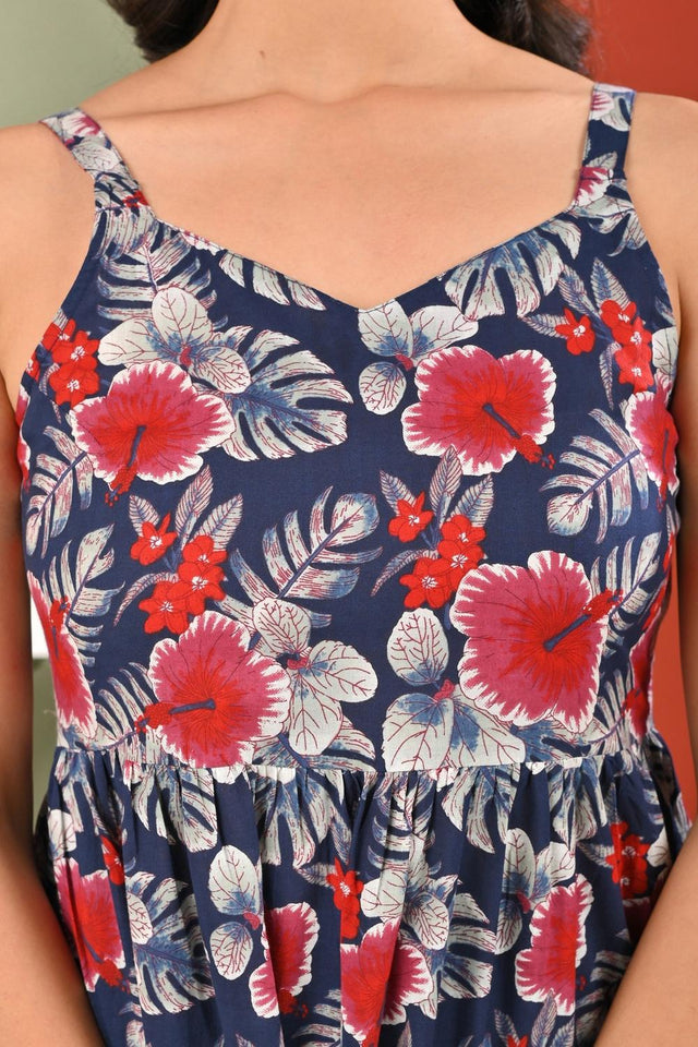 Multi Color Printed Cotton Dress (AM-HKS1095)