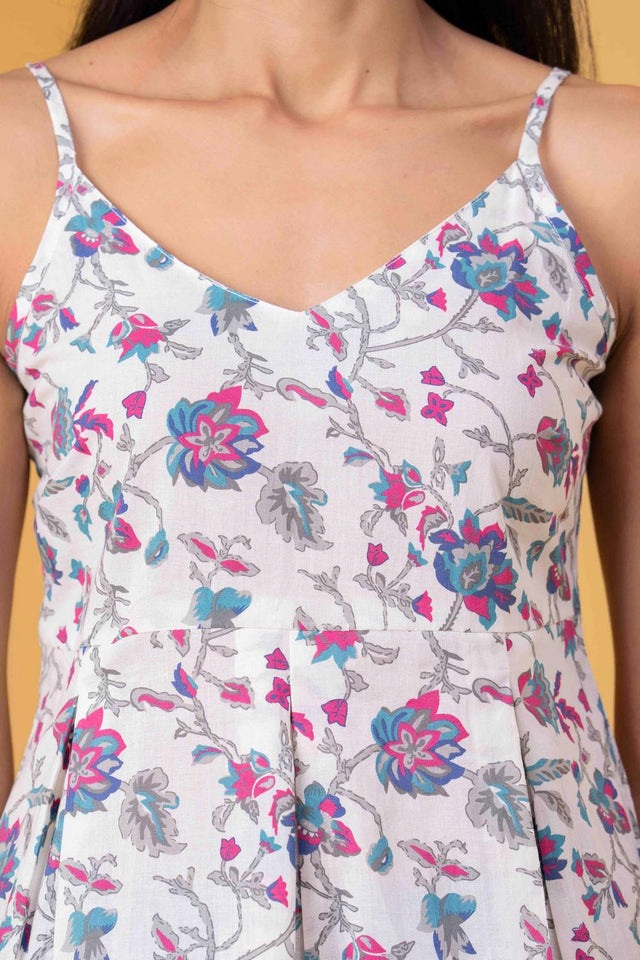 White Printed Cotton Top (AM-HKS1186)