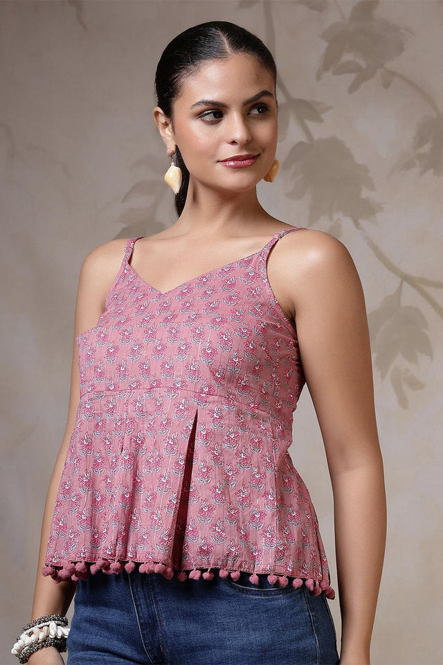 Mauve Printed Cotton Top (AM-HKS1201)