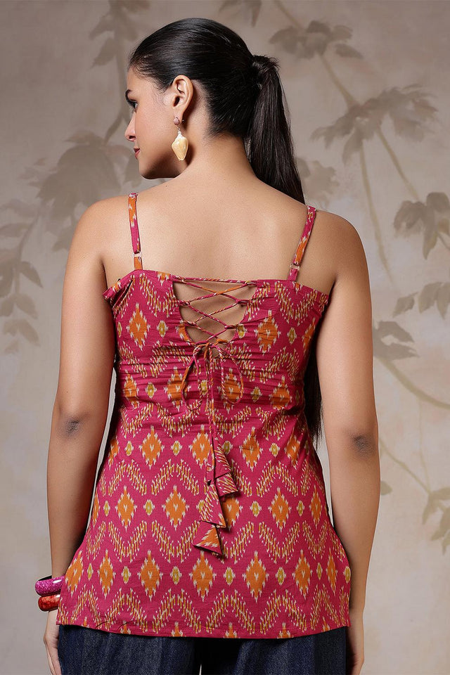 Multi Color Printed Cotton Tunic (AM-HKS1218)