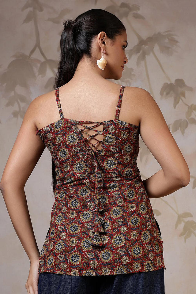 Rust Printed Cotton Tunic (AM-HKS1222)