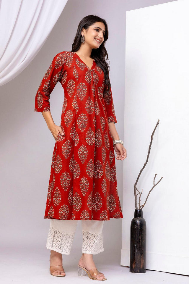 Maroon Printed Cotton Kurti (AM-HKS1236)