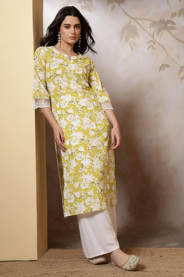Green Printed Cotton Kurti (AM-HKS1253)
