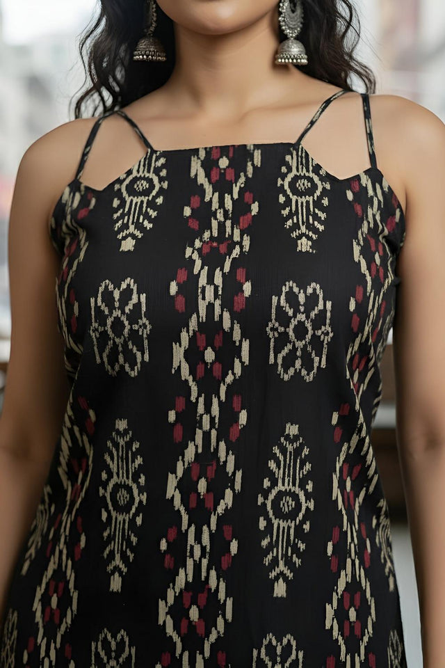 Black Printed Cotton Kurti (AM-HKS1322)