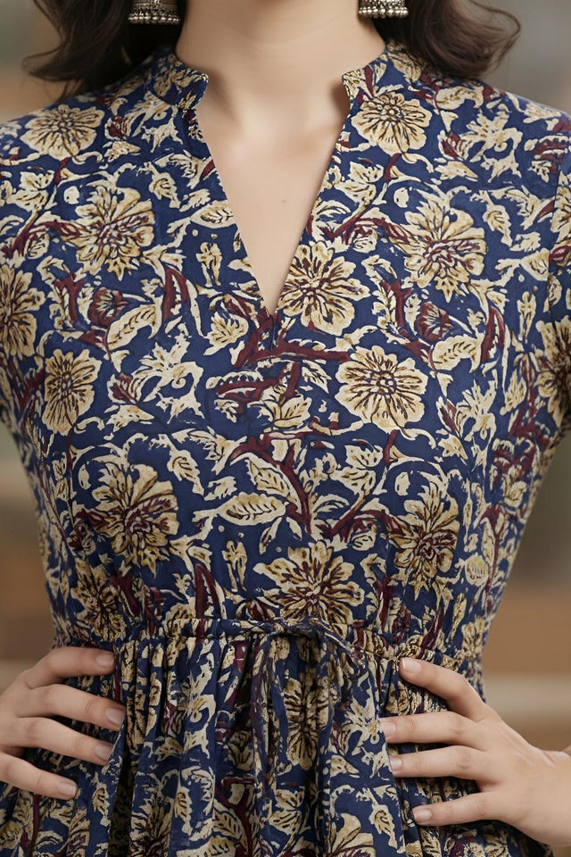Blue Printed Cotton Tunic (AM-HKS1326)