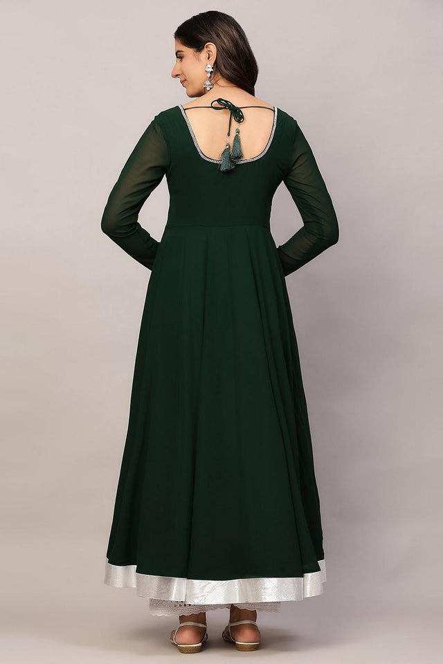 Green Embroidered Georgette Kurti (AM-P-510-Green)