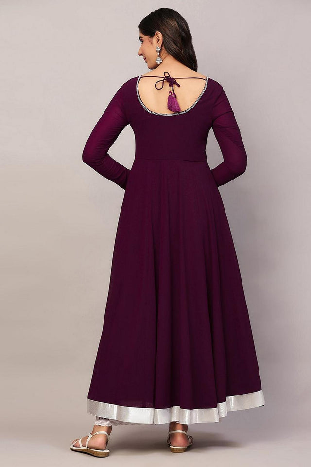 Violet Embroidered Georgette Kurti (AM-P-510-Purple)