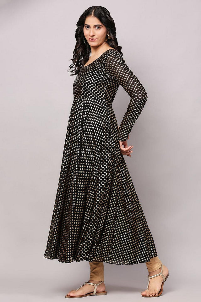 Black Embroidered Georgette Kurti (AM-P-535-Black)