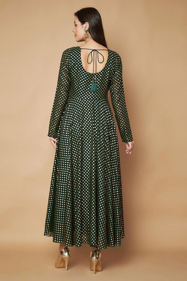 Green Embroidered Georgette Kurti (AM-P-535-Green)