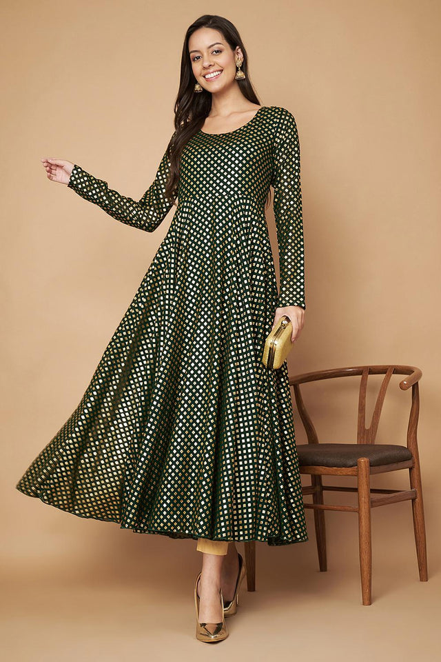 Green Embroidered Georgette Kurti (AM-P-535-Green)