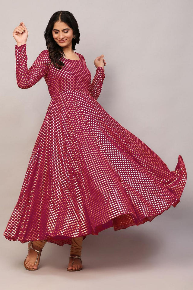 Pink Embroidered Georgette Kurti (AM-P-535-Pink)