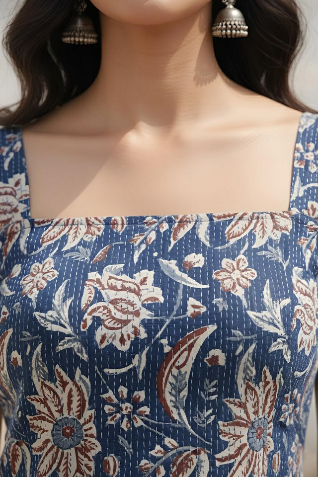 Blue Printed Cotton Top (AMSP0015)