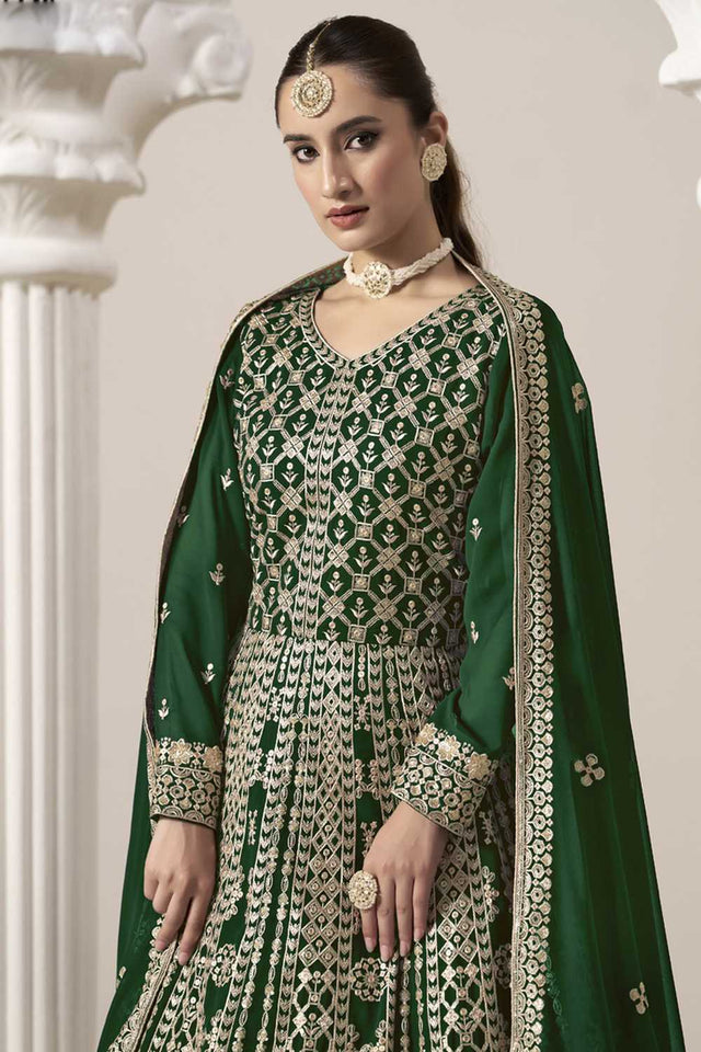 Green Embroidered Net Gown (ANAYA VOL-206-a)