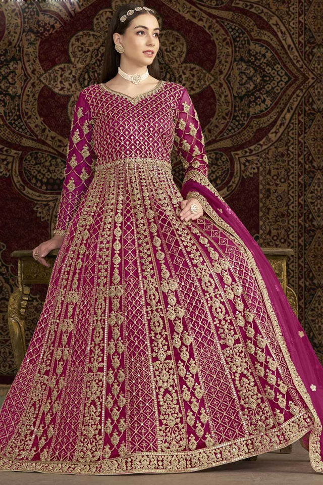 Pink Sequin with Embroidered Net Gown (ANAYA VOL-210-e)
