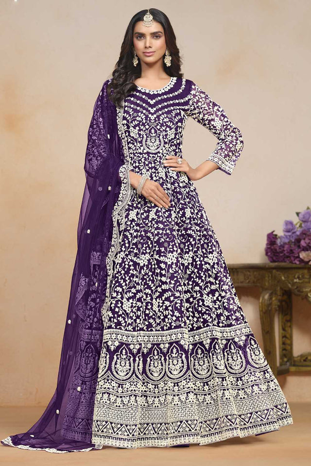 Violet Embroidered Net Gown (ANAYA VOL 201-20102)