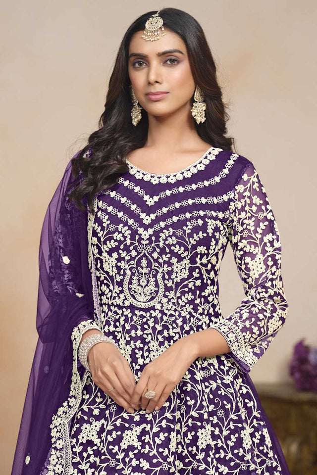 Violet Embroidered Net Gown (ANAYA VOL 201-20102)