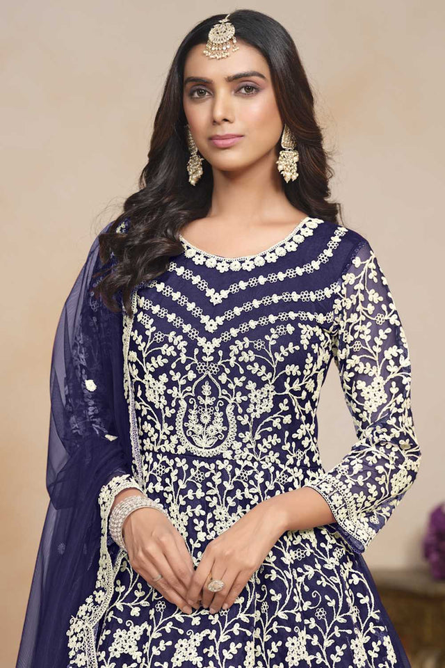 Blue Embroidered Net Gown (ANAYA VOL 201-20103)