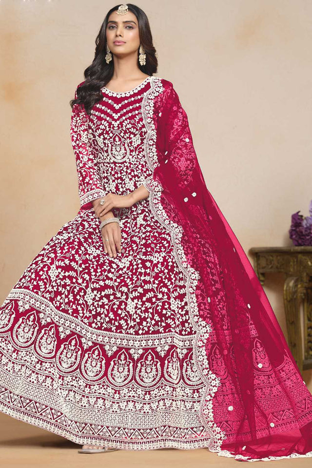 Pink Embroidered Net Gown (ANAYA VOL 201-20104)