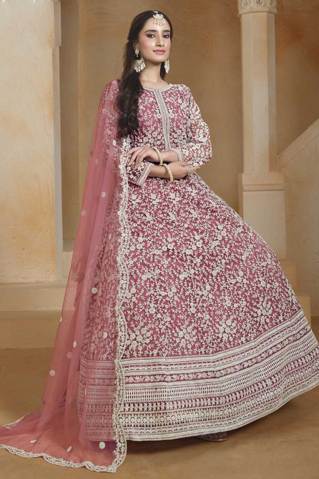 Pink Embroidered Net Gown (ANAYA VOL 205-20501)