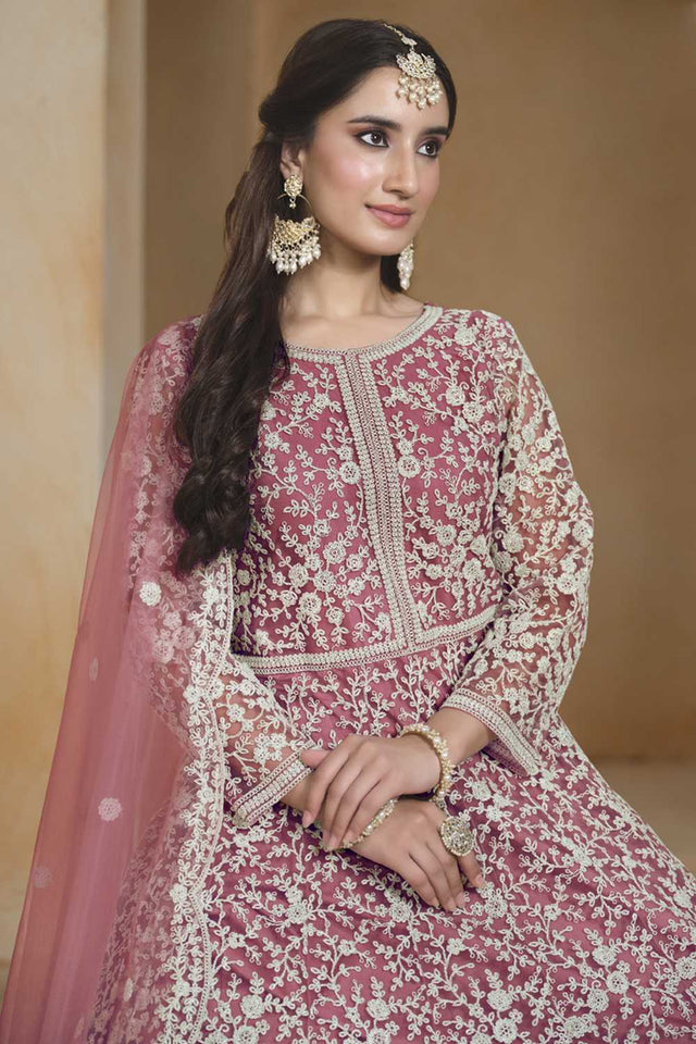 Pink Embroidered Net Gown (ANAYA VOL 205-20501)