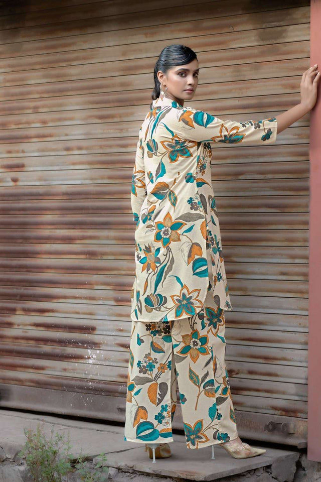 Cream Printed Cotton Co-Ord Set