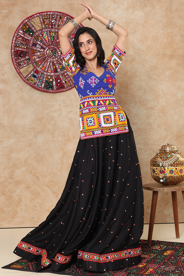 Blue Embroidered Georgette Blouse (NCBL-007-BLUE)