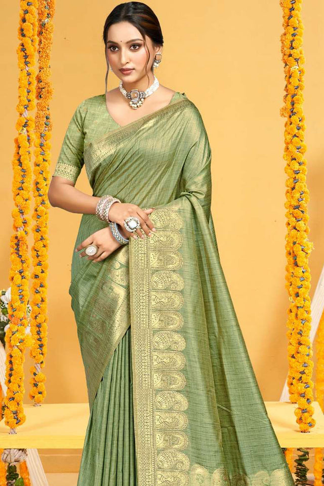 Green Woven Silk Saree