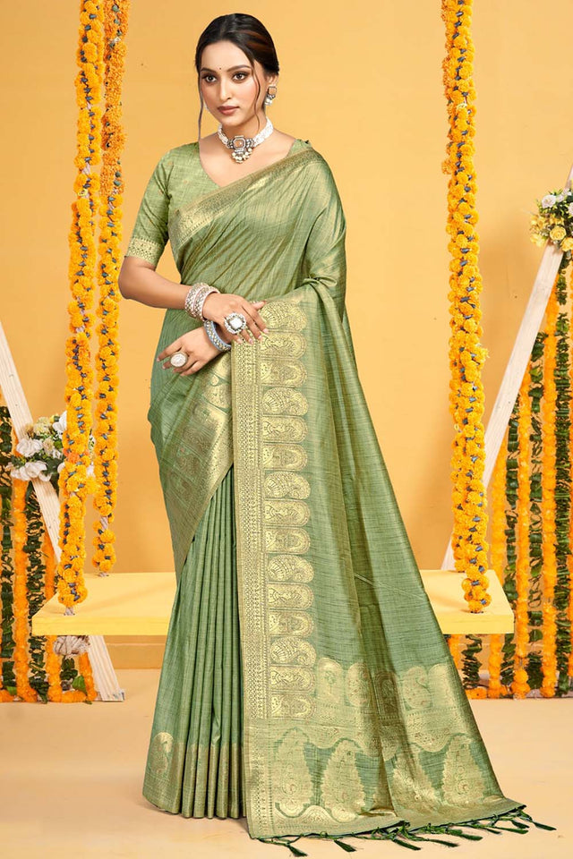 Green Woven Silk Saree