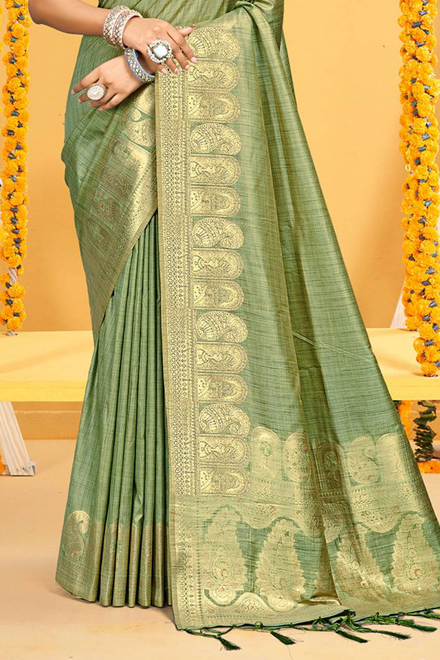 Green Woven Silk Saree