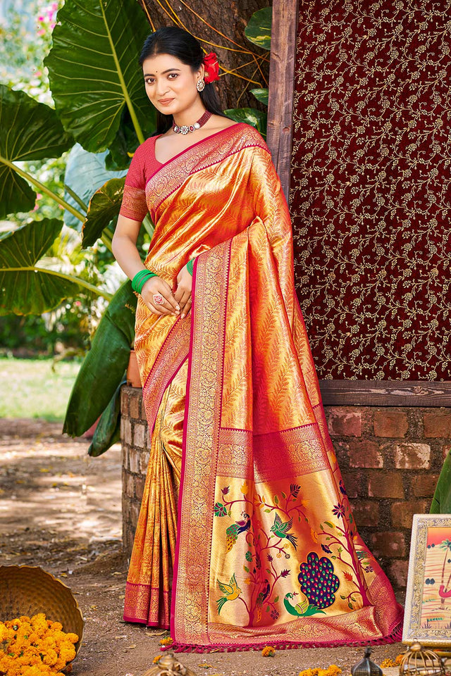 Multi-Color Woven Kanjivaram Silk Saree
