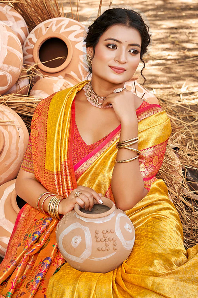 Multi-Color Woven Kanjivaram Silk Saree